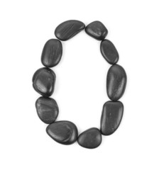 Number '0' made of stones isolated on white
