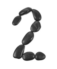 Number '2' made of stones isolated on white