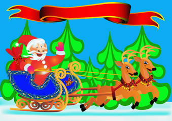 Obraz na płótnie Canvas Santa Claus on a sledge