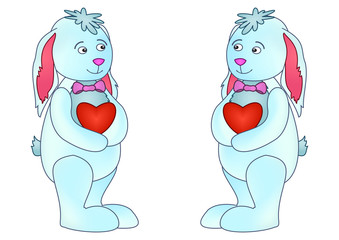 Rabbits with hearts