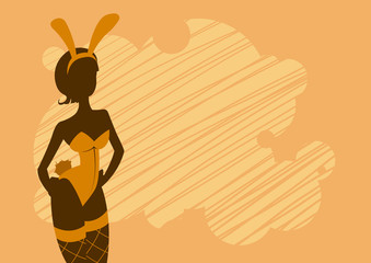 vector silhouette of bunny girl