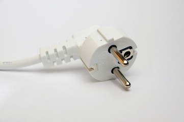 White electric plug isolated on white background