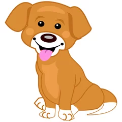 Selbstklebende Fototapeten Illustration eines süßen braunen Hundes, der auf weißem Hintergrund sitzt © Lightvision