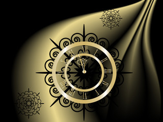 Black and gold  New Year clock