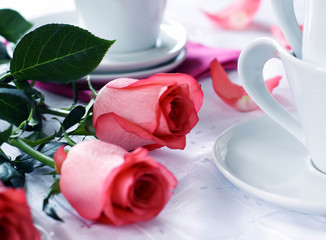 roses on a table