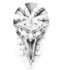 Sketch of tattoo art, gargoyle