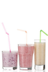 berry smoothies isolated on white background