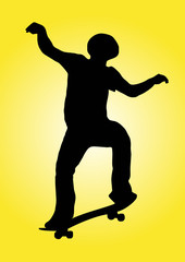 Fototapeta na wymiar skater in a yellow background