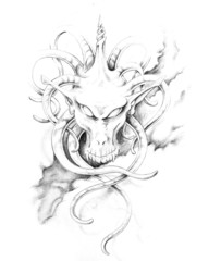 Sketch of tattoo art, monster