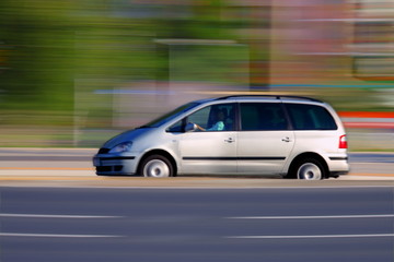 Travel by car,  panning and blur
