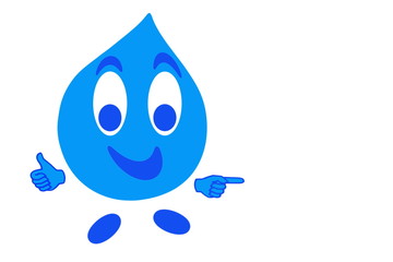 Smiling drop of water in gesturing OK