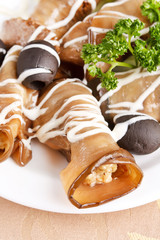 Eggplant rolls stuffed with  cheese