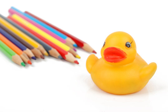 Color pencil and rubber duck