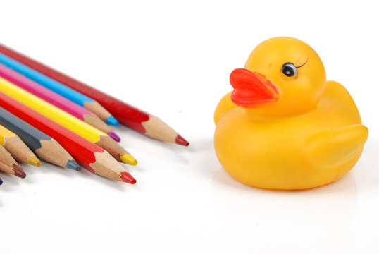 Color pencil and rubber duck