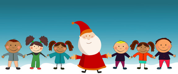 Vector New year card with kids