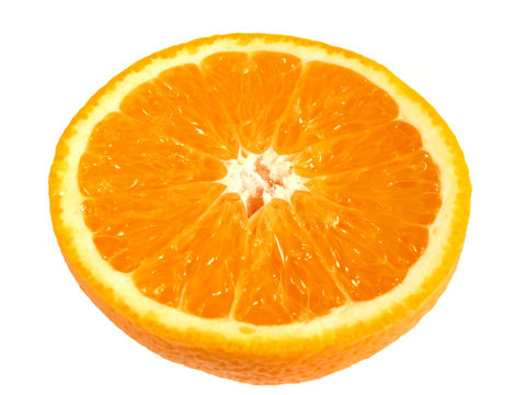 Half an orange on white