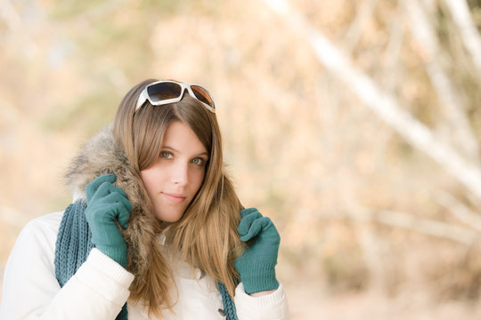 Winter fashion - woman with sunglasses