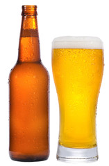 bottle and glass with beer