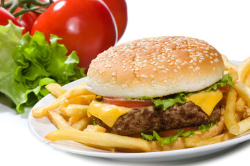 hamburger with vegetables