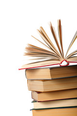 Pile of books isolated on white background