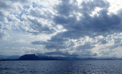 Cloudy seascape blue ocean sea in Mongo Denia