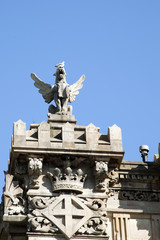 Fototapeta premium winged lion statue, griffin, Barcelona, Spain,