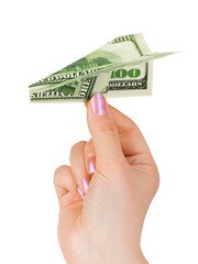 Hand and money plane