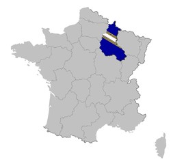 Champagne-Ardenne auf den Umrissen Frankreichs