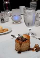 Mushrooms in Puff Pastry on Formal Table