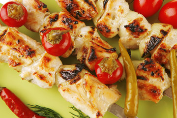 roast shish kebab with vegetables