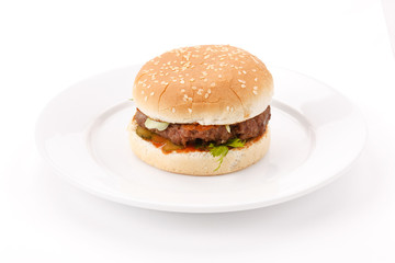 hamburger on the plate