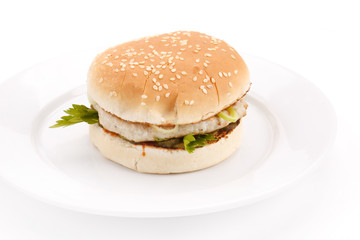 hamburger on the plate