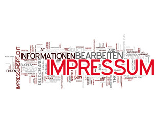 Impressum word cloud on white