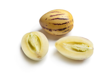 Whole and half Pepino melon