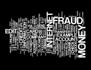 Fototapeta na wymiar Internet Fraud word cloud on black background