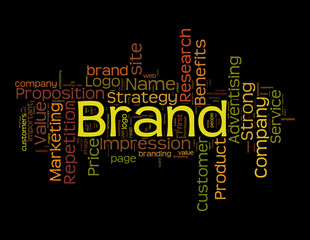 Brand word collage on black background