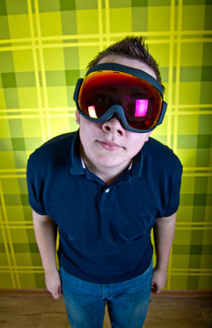 Portrait Of Young Man In Snowboard Mask