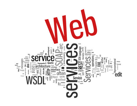 Web Services Word Collage on white background