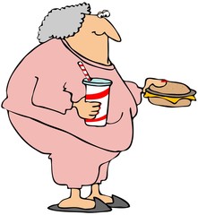 Woman With A Cheeseburger And Soda