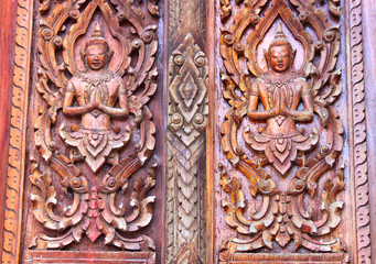 Buddhist Art Carving On Temple Window