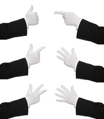 Zählende Hand, Zahl 1, Serie weiße Handschuhe