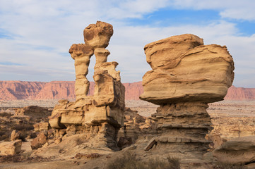 Geological formations in Ischigualasto, Argentina.