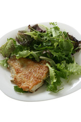 fried flounder with salad