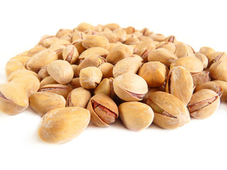 Pistachios isolated on white