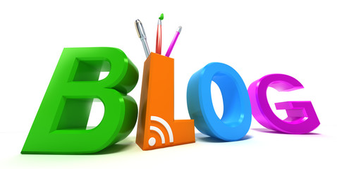 Colourful blog. 3D concept on white background.