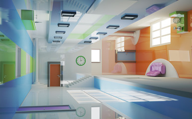 Futuristic interior . Multigravitation. My own design