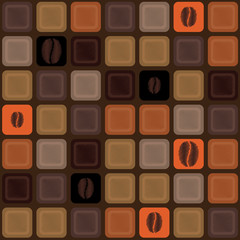 Brown checked background with coffee bean
