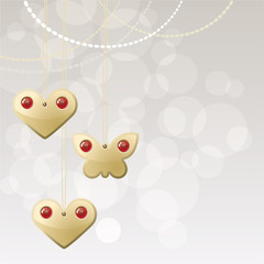 Christmas background with heart and butterfly