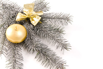 silver tree branch as Christmas decoration