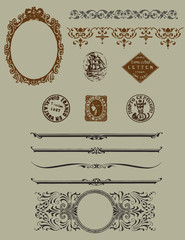 Design elements: vintage borders, etchings and horizontal rules